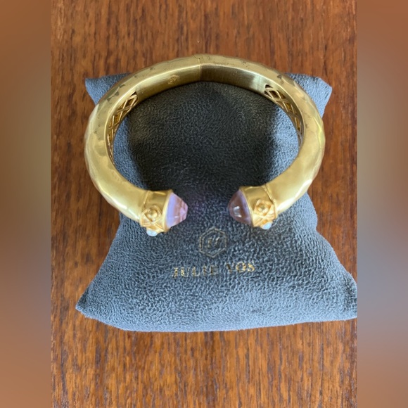 JULIE VOS SAVANNAH DEMI HINGE CUFF & Two Milano Bangles IN IRIDESCENT ROSE - Picture 2 of 8